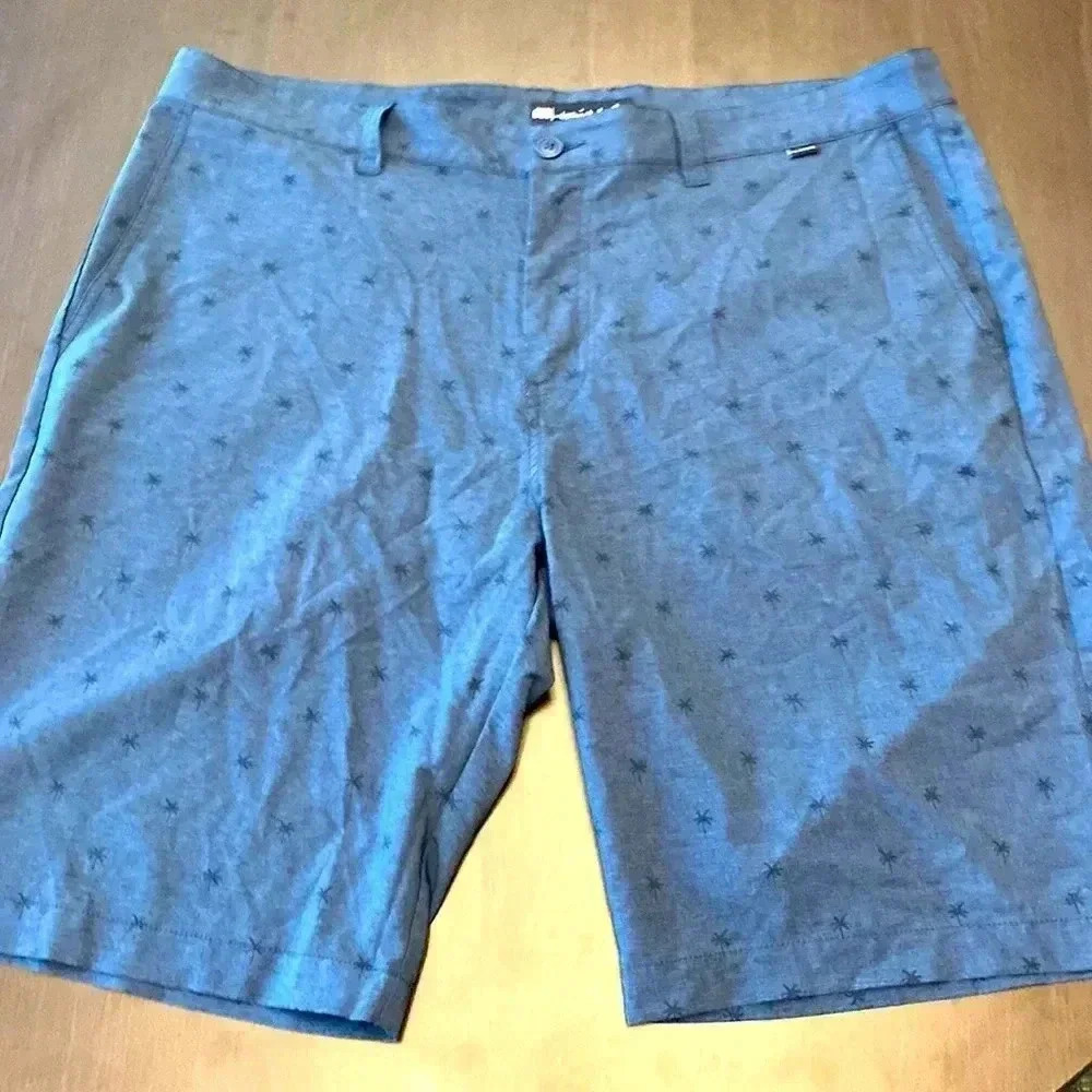 TRAVIS MATHEW MENS GOLF SHORTS‎ SIZE 40 INSEAM APPROX10.5” NAVY PALM TREE DESIGN